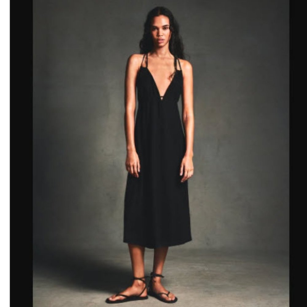 ZARA NWT RUCHED MIDI DRESS L